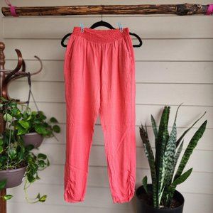 Bongo Juniors Rouched Joggers Pant M Pink Elastic Waist Pull On